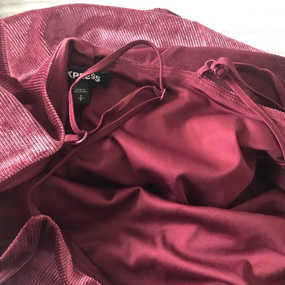 Express Maroon Velvet Squareneck Slip Dress - Picture 4 of 8